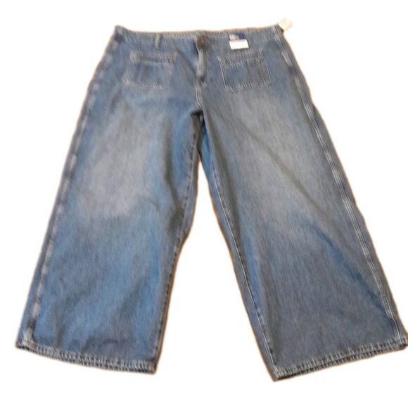 New Old Navy Womens Baggy Wide Leg Loose Comfy Retro Size 20 Denim Jeans - Picture 2 of 7